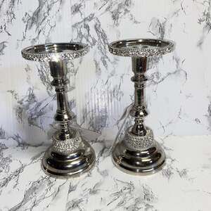 NWT Nanette Lepore Set of 2 Silver Rhinestone Handle Holders 8.25"
